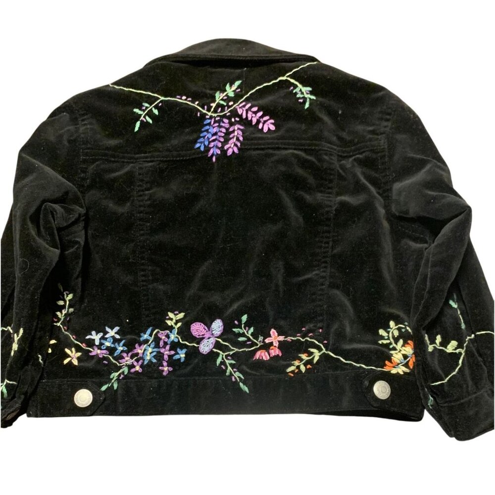 Baby Gap 24-36M Velvet Embroidered Cotton Floral Jacket Black Multi - Picture 2 of 7